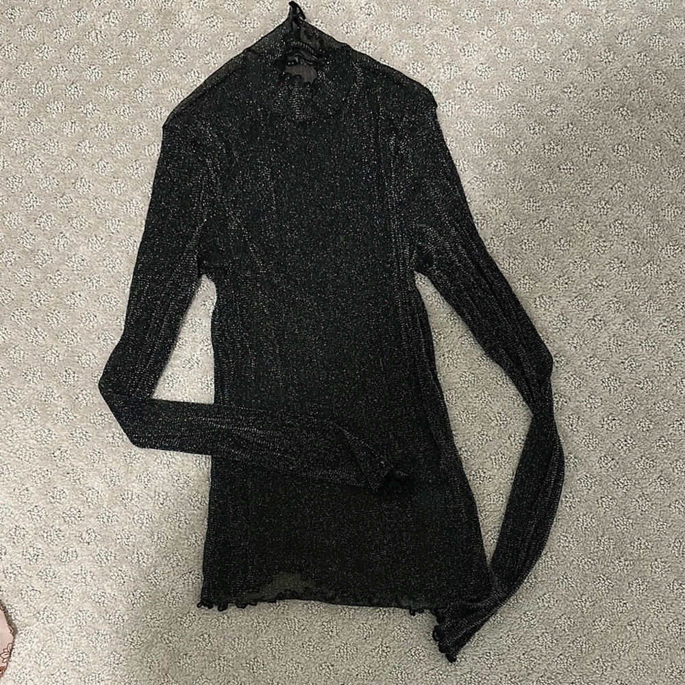 Urban Outfitters Black Metallic Sheer Top (M)